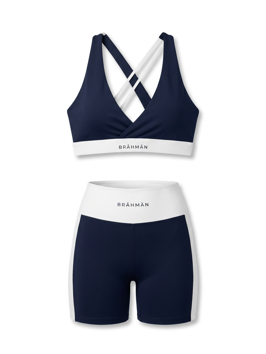 High Rise Training Biker Set | Navy / White