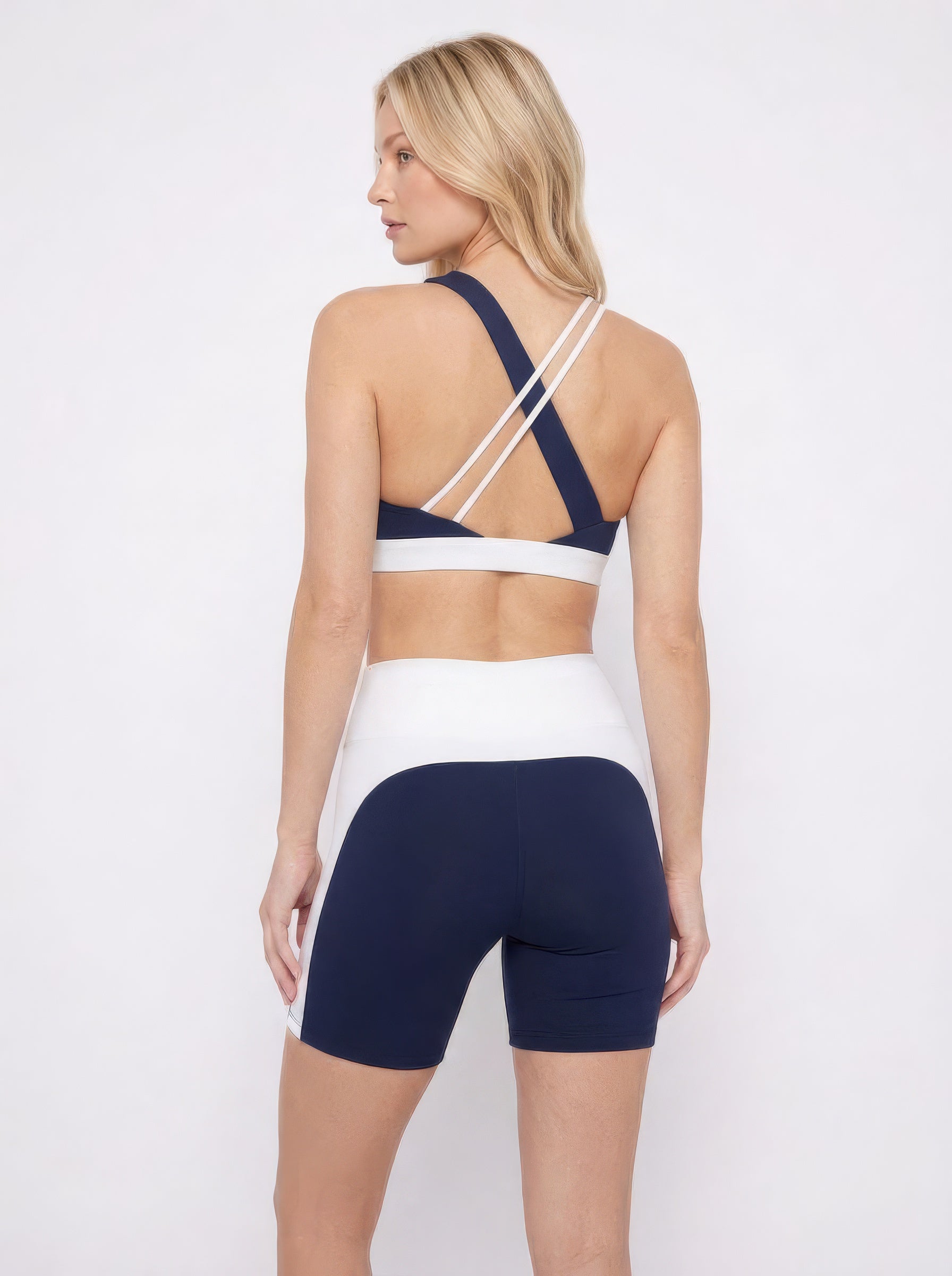 High Rise Training Biker Set | Navy / White