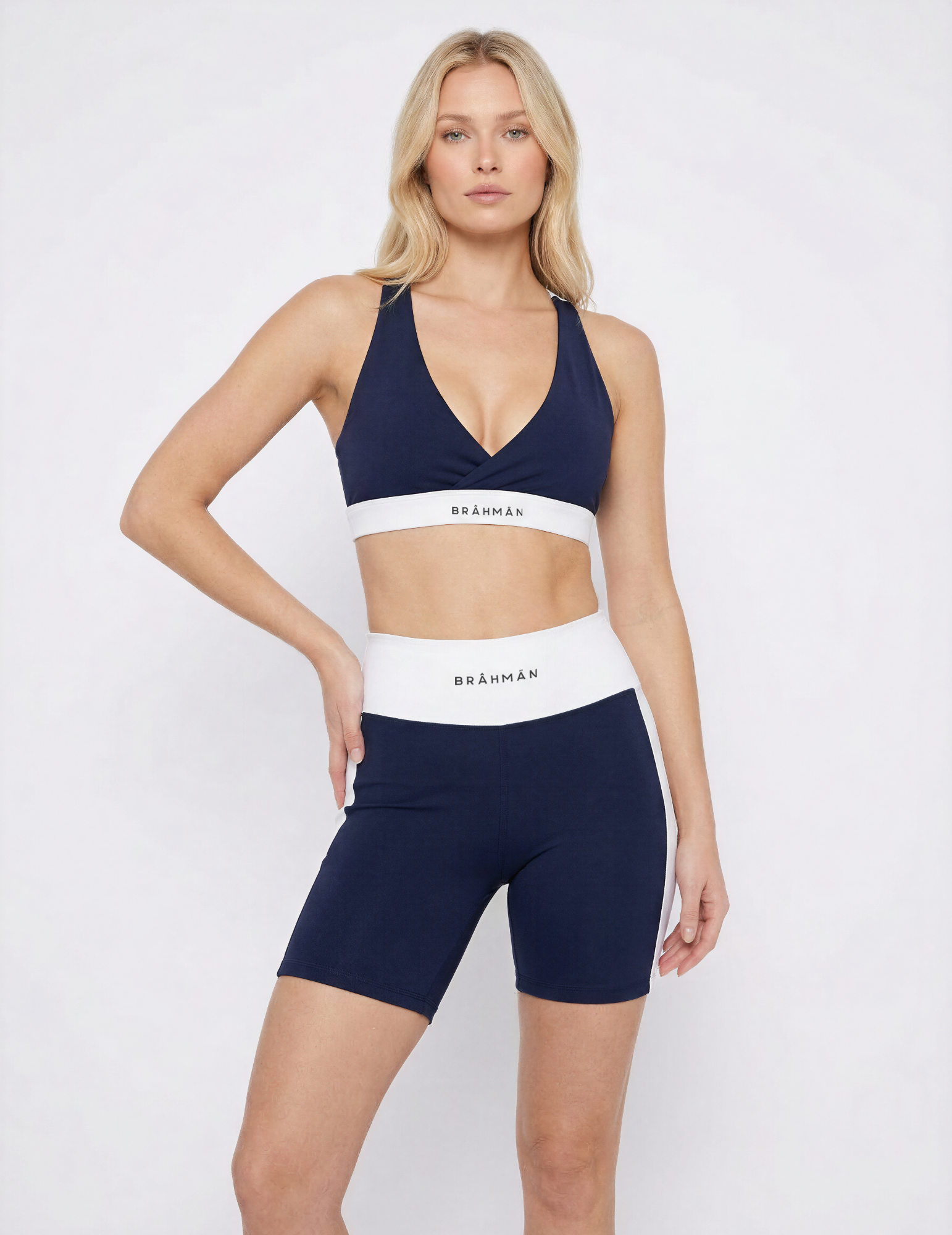 High Rise Training Biker Set | Navy / White